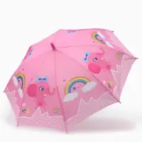 Зонт - трость детский &laquo;Слоник&raquo;, полуавтоматический, R=43/50 см, розовый