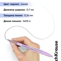 Набор шариковых ручек ErichKrause Slender Stick Milky, 4 штуки, узел 0.7 мм, синий