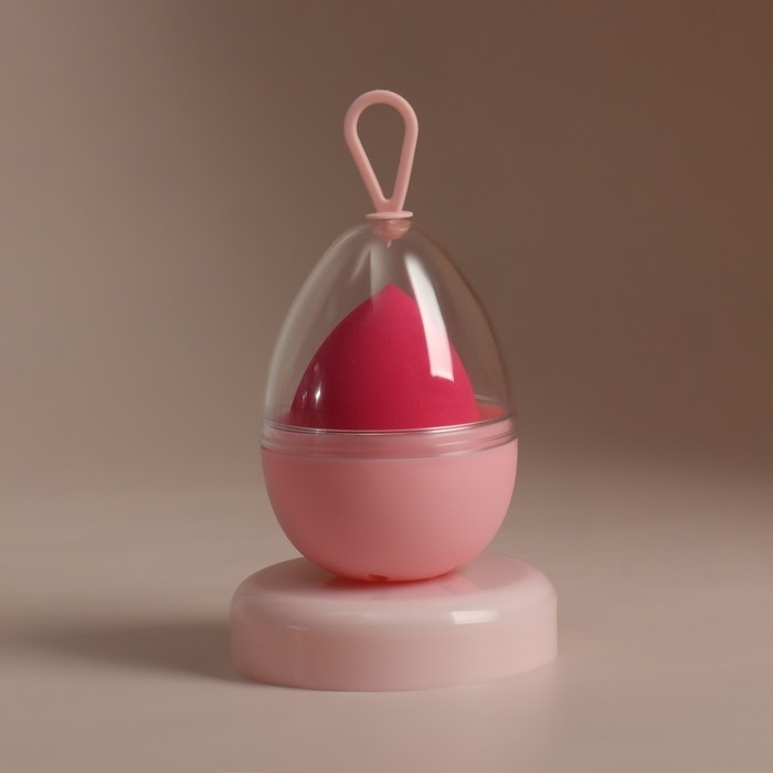 Скошенный спонж для макияжа «Капля», 6 × 4,5 см, увеличивается при намокании, в футляре, цвет ярко-розовый Скошенный спонж для макияжа «Капля», 6 × 4,5 см, увеличивается при намокании, в футляре, цвет ярко-розовый