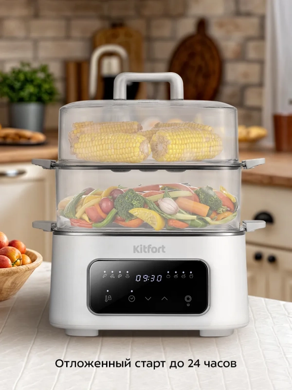 Пароварка электрическая с таймером КТ-6467 - 1000 Вт Пароварка электрическая с таймером КТ-6467 - 1000 Вт