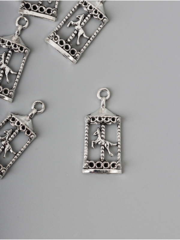 Декор для творчества металл Декор для творчества металл "Карусель с лошадкой" серебро набор 10 шт 3,3х1,5х0,4 см