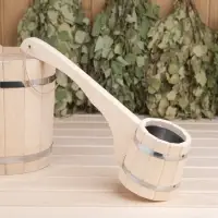 Ковш - черпак для бани и сауны &laquo;Емеля&raquo;, 500 мл, липа, нержавеющая вставка, 42 см, &laquo;Добропаровъ&raquo;