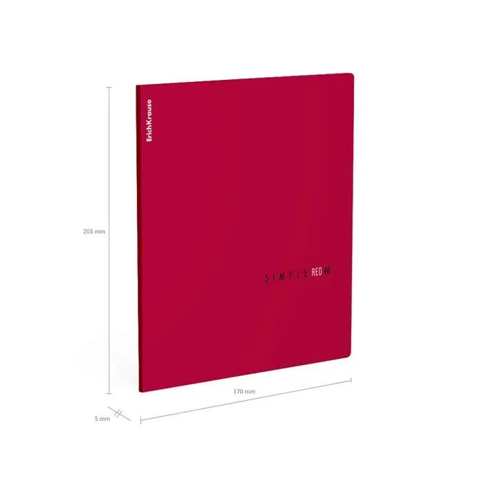 Тетрадь 48 листов в клетку ErichKrause Simple Color, софт-тач, красная