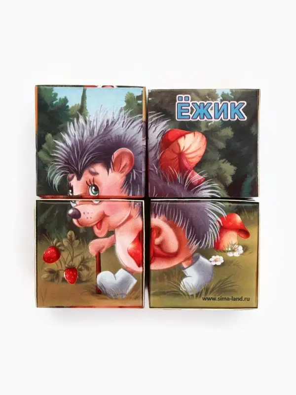 Кубики &laquo;Лесные животные&raquo;, по методике Монтессори, 4 шт., 3+