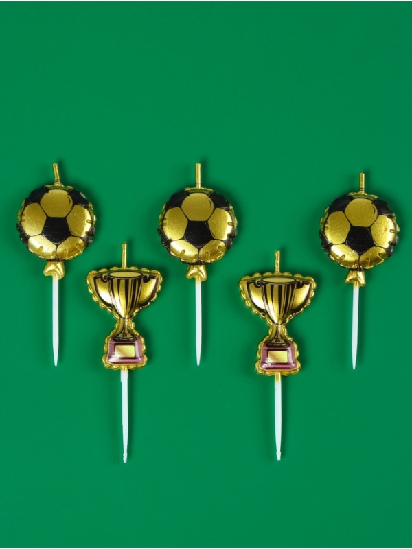 Набор свечей в торт Набор свечей в торт "Кубки и футбольные мячи", 5 шт, на шпажке