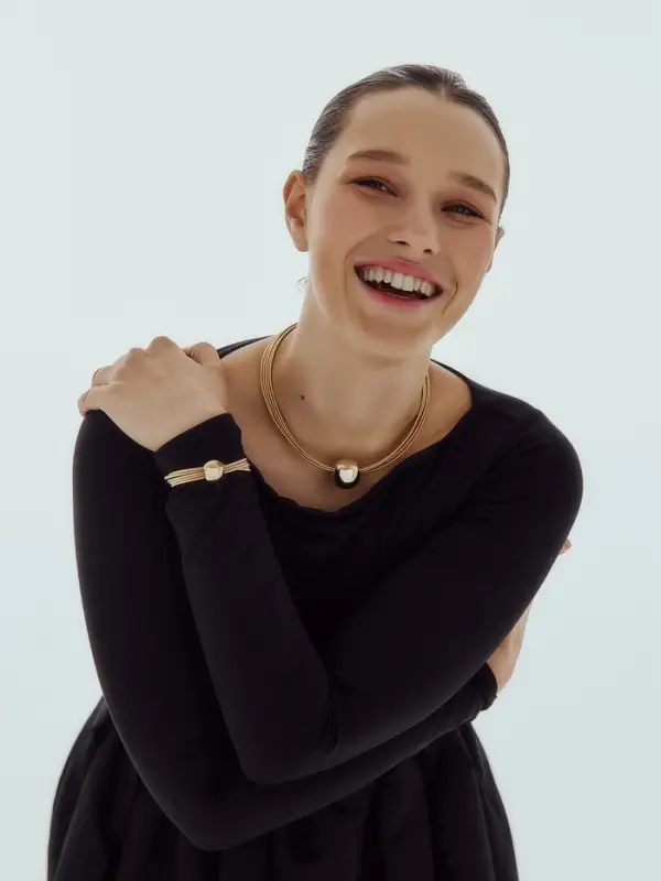 Набор 2 предмета: колье, браслет &laquo;Бусина на нитях&raquo;, цвет золото