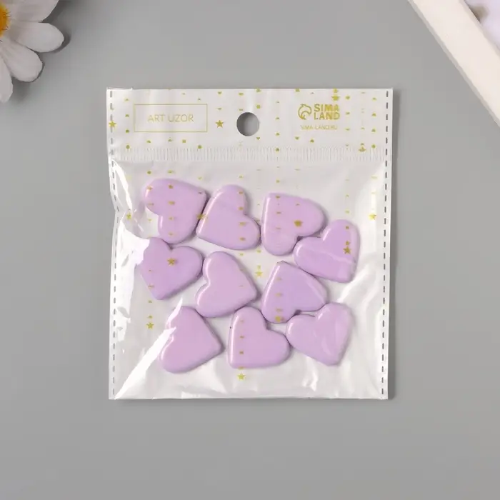 Бусины для творчества акрил Бусины для творчества акрил "Сердечки гладкие" сирень 2,4х2х0,5 см