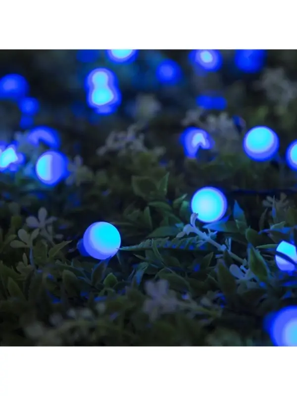 Гирлянда &laquo;Нить&raquo;, 4.5 м, уличная, с насадками &laquo;Шарик&raquo;, IP44, 30 LED, 2 режима, солнечная батарея, тёмная нить, свечение синие