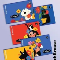 Альбом для рисования А4 ErihKrause Sunbloom, 12 листов, на скобе, МИКС