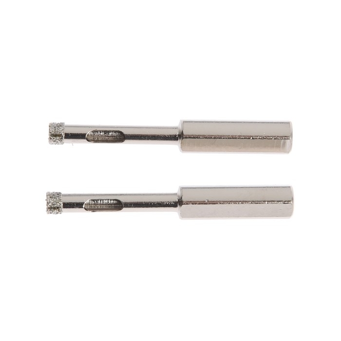 Сверло алмазное по стеклу и керамике ТУНДРА, трехгранный хвостовик, 6 х 65 мм, 2 шт. Сверло алмазное по стеклу и керамике ТУНДРА, трехгранный хвостовик, 6 х 65 мм, 2 шт.