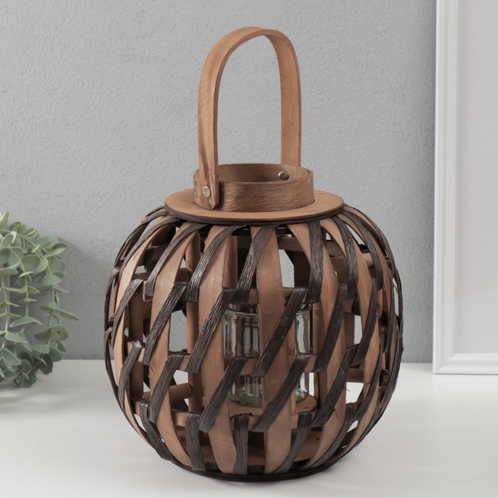 Подсвечник дерево на 1 свечу Подсвечник дерево на 1 свечу "Плетение" бежево-коричневый 10х24х24 см