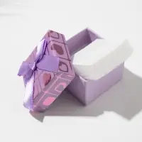 Коробочка подарочная под кольцо/серьги «Сердца», 5×5 (размер полезной части 4.5×4.5 см), МИКС, вставка белая