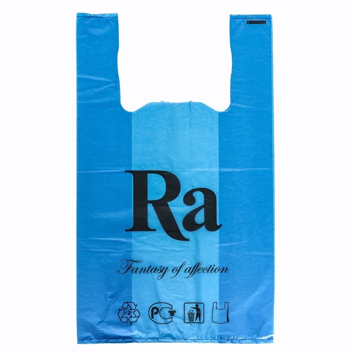 Пакет-майка 30 + 16 х 53 см, 18 мкр, синий Пакет-майка 30 + 16 х 53 см, 18 мкр, синий "Ra" набор 100шт