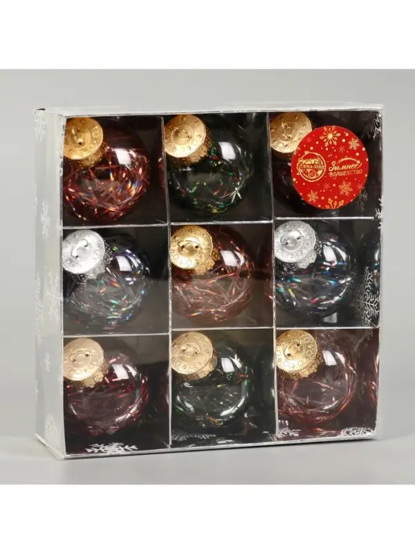 Ёлочные игрушки &laquo;Мелодия&raquo;, шары новогодние, d=6 см, набор 9 шт., диско ассорти, МИКС