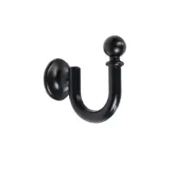 Крючок для штор ТУНДРА KS003, однорожковый, цвет черный, 2 шт Крючок для штор ТУНДРА KS003, однорожковый, цвет черный, 2 шт