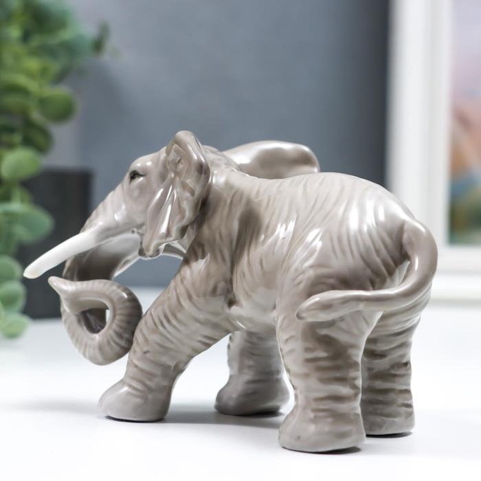Сувенир керамика Сувенир керамика "Серый слон - хобот закручен" 10,5 см