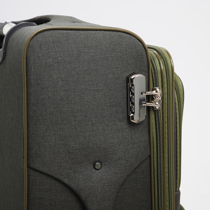 Чемодан большой 95 л (L), отдел на молнии, с расширением, кодовый замок, 3 колеса, 2 наружных кармана, цвет хаки Чемодан большой 95 л (L), отдел на молнии, с расширением, кодовый замок, 3 колеса, 2 наружных кармана, цвет хаки