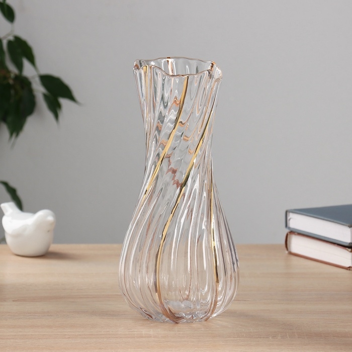 Ваза стекло настольная  Ваза стекло настольная "Милагрос" витая, 25х10,5 см, прозрачный