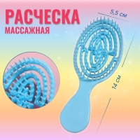 Расчёска массажная, вентилируемая, 5,5 × 14 см, цвет голубой