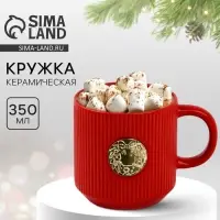 Кружка новогодняя керамическая &laquo;Новогодний венок&raquo;, 350 мл