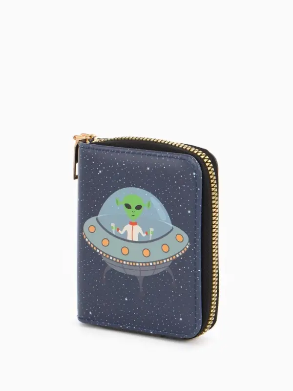 Кошелёк на молнии Выбражулька &laquo;Космос&raquo;, 8.5&times;2.5&times;10.5 см, детский, синий