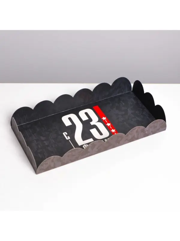 Коробка для печенья, кондитерская упаковка с пластиковой крышкой, &laquo;23 февраля&raquo;, 10.5&times;21&times;3 см