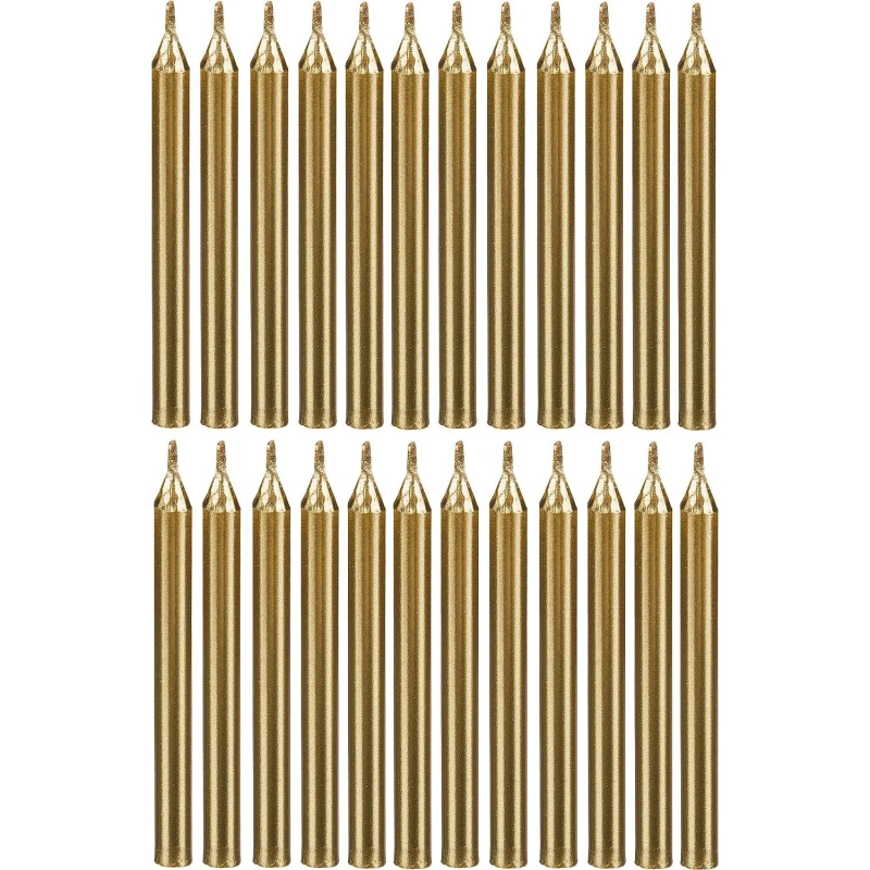 Набор свечей Золотых с блестками 24(12+12)шт/уп с держателя 6см арт.6050528