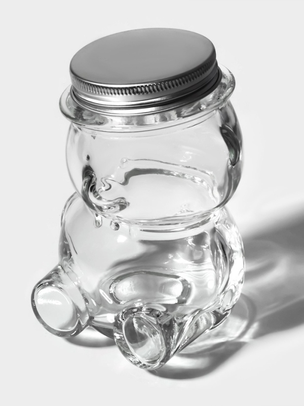 Баночка стеклянная для мёда и варенья «Медвежонок», 170 мл, 7×10 см