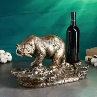 Подставка для бутылки &laquo;Медведь&raquo;, 45&times;23&times;25 см, бронза