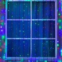 Гирлянда &laquo;Занавес&raquo; 2&times;9 м, IP44, УМС, тёмная нить, 1800 LED, свечение мульти, 220 В