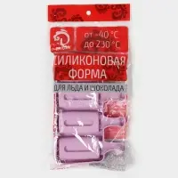 Форма для мороженого Доляна &laquo;Эскимо&raquo;, силикон, 19.5&times;11 см, 4 ячейки (6.8&times;3.5 см), белая