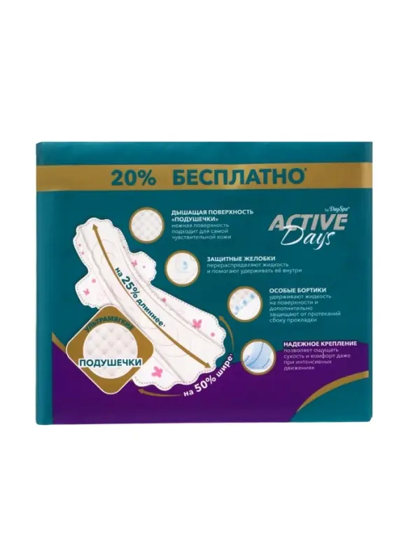 Прокладки Day Spa Active Days ночные, софт, 14 шт.