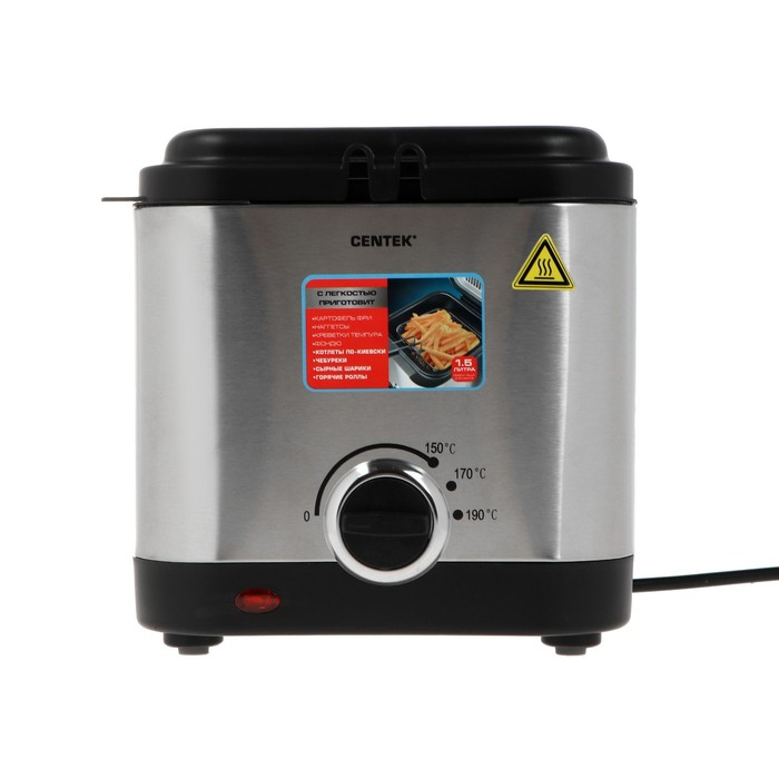 Фритюрница Centek CT-1430, 900 Вт, 1.5 л , антипригарная чаша, серебристая Фритюрница Centek CT-1430, 900 Вт, 1.5 л , антипригарная чаша, серебристая