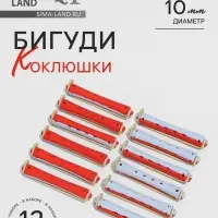 Бигуди &laquo;Коклюшки&raquo;, d=1 см, 9 см, 12 шт., цвет красный/голубой
