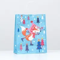 Пакет крафт "Лисичка", 25 х 11 х 32 см, крученая ручка