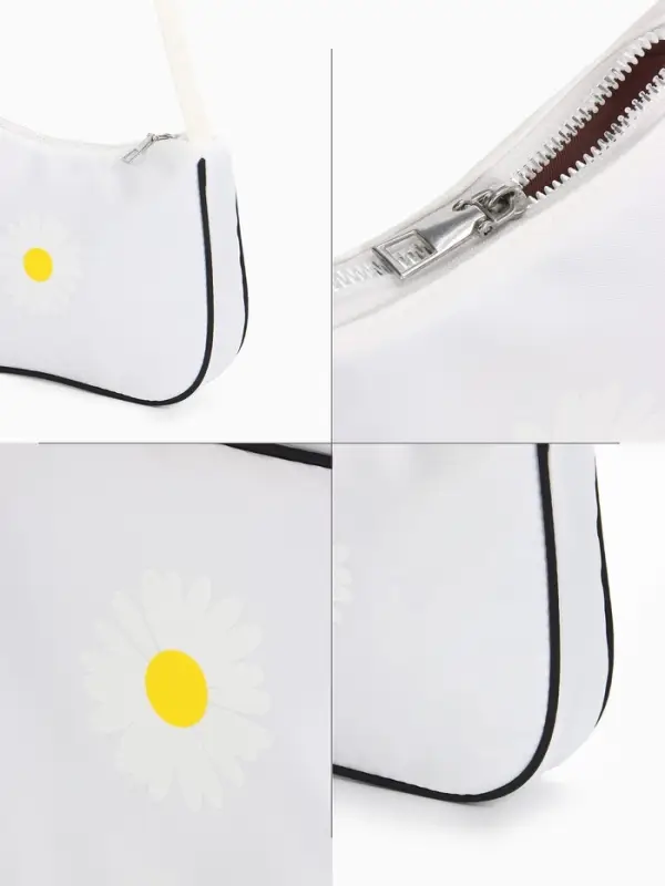 Сумка молодёжная на молнии, с принтом, 24&times;6.5&times;17 см, белая