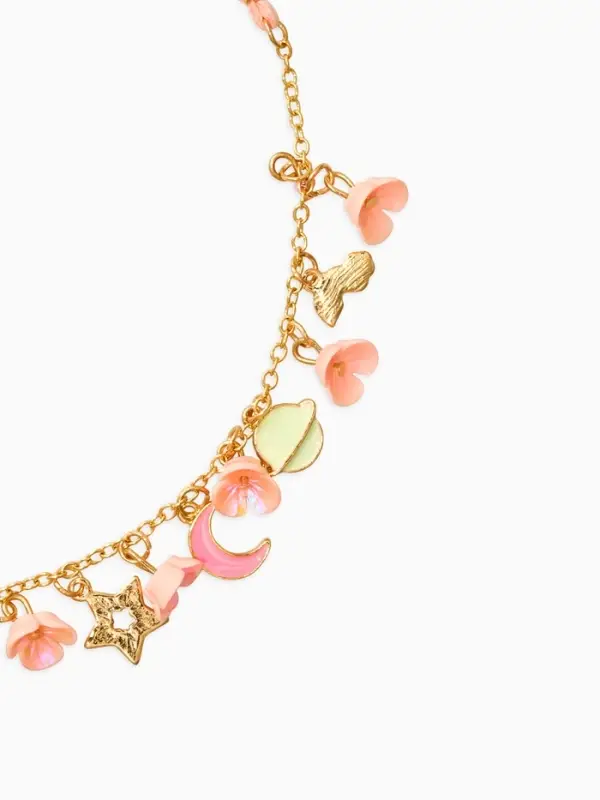 Набор детский &laquo;Выбражулька. Космос&raquo;, 3 предмета: бусы, пусеты, кольцо, розовый, золотой