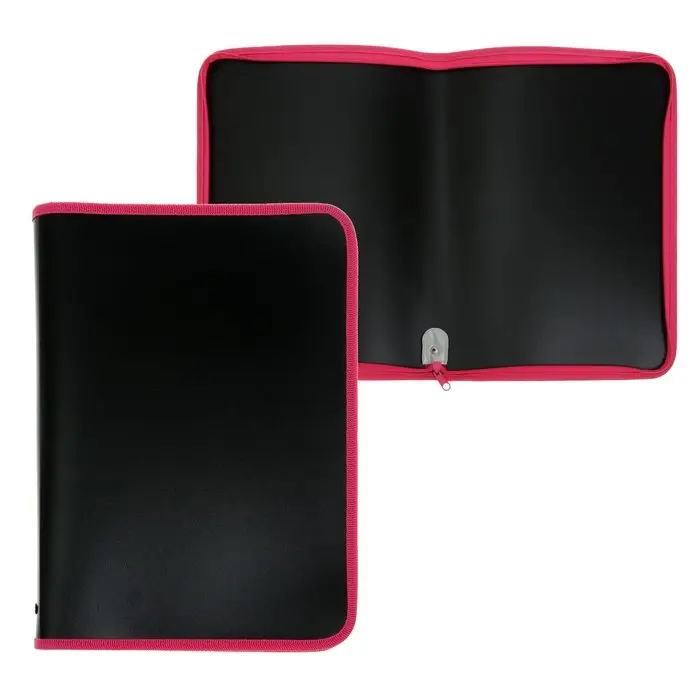 Папка пластиковая А4, 325 х 230 х 25 мм, молния вокруг, Calligrata Папка пластиковая А4, 325 х 230 х 25 мм, молния вокруг, Calligrata "Офис", ПМ-А4-11, 0.5 мм, цветная, текстура "песок", Black чёрная/малиновая