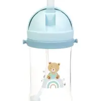 Поильник - непроливайка детский с силиконовой трубочкой и грузиком, от 9 мес., 350 мл., на ленте, цвет голубой, Крошка Я