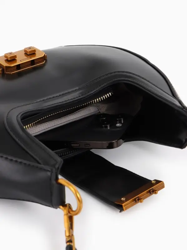 Сумка женская багет TEXTURA на молнии, 24&times;6.5&times;13 см, чёрная