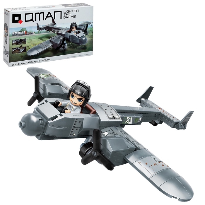 Конструктор блочный Вторая мировая война &laquo;Военный самолёт&raquo;, 139 деталей