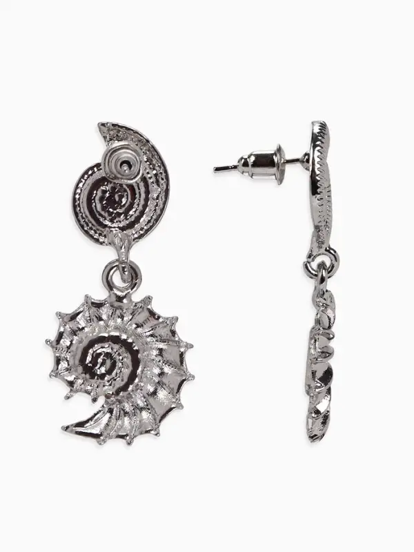 Серьги металл Серьги металл "Ракушки", цвет серебро