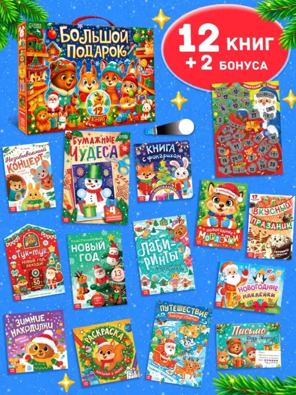 Новогодний набор &laquo;Большой подарок&raquo;, 12 книг, БОКС - 20 шт.