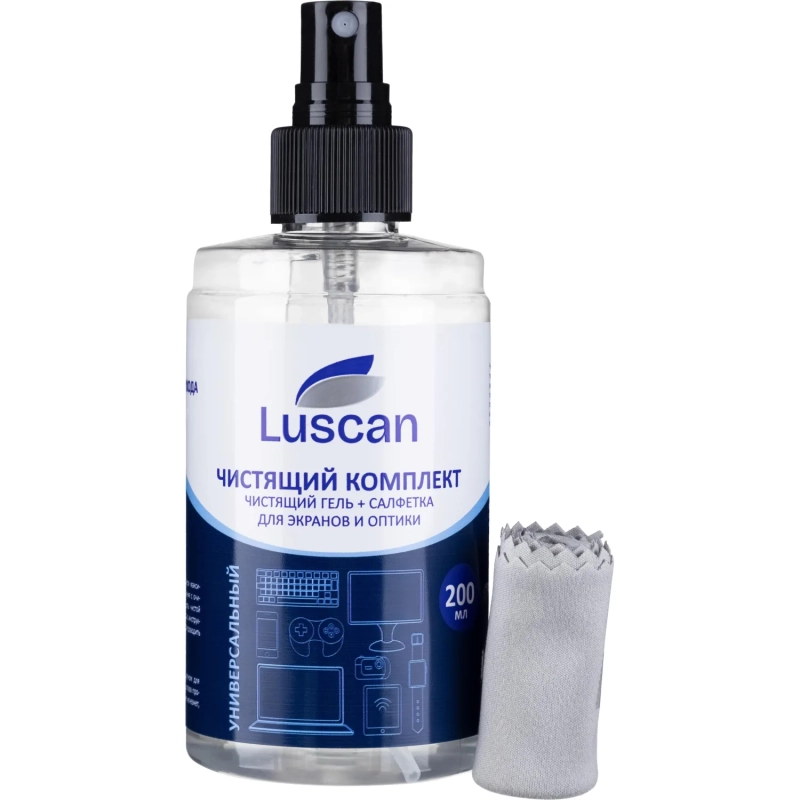 Гель для чистки мониторов Luscan, 200 мл + м/фибра 18х18