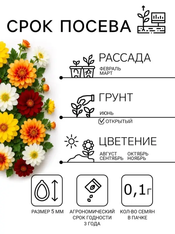 Семена цветов Георгина "Веселые ребята", О, 0,1 г