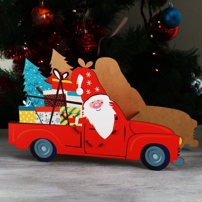 Органайзер для хранения бутылок «Дед мороз в машине» Органайзер для хранения бутылок «Дед мороз в машине»