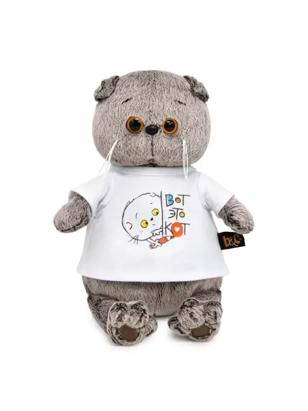 Мягкая игрушка &laquo;Кот Басик в футболке с принтом&raquo;, 19 см