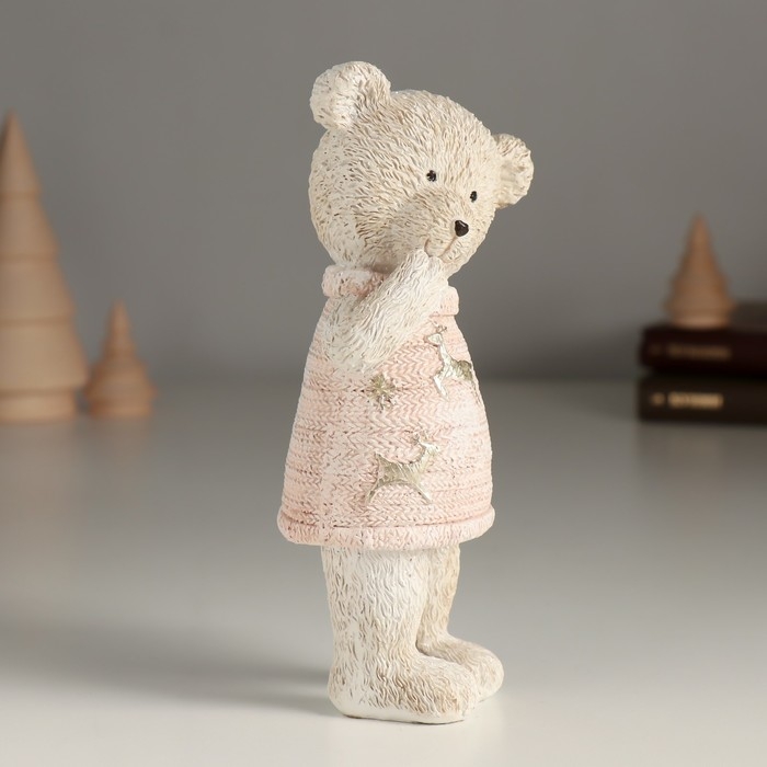 Сувенир полистоун Сувенир полистоун "Удивленный мишка в розовом свитере" 7,5х5,5х16 см