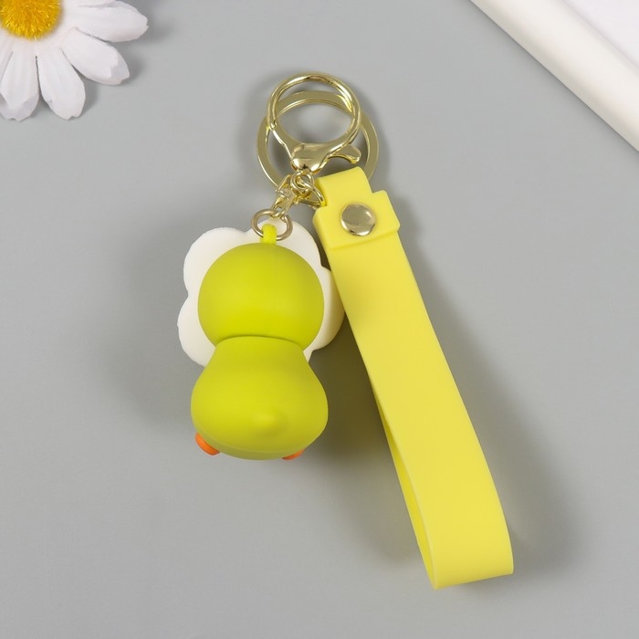 Брелок резина с карабином, ремешком  Брелок резина с карабином, ремешком "Цыплёнок в цветочке" цветочек крутится 3,5х4х6,2 см