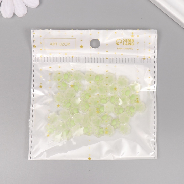 Декор для творчества акрил Декор для творчества акрил "Лапка" зелёный светится в темноте, меняет цвет от у/ф набор 50 шт 0,8х0,